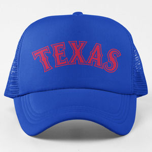 NEW Texas Rangers Away Arch Contrast Foam Trucker Snapback Hat BLUE